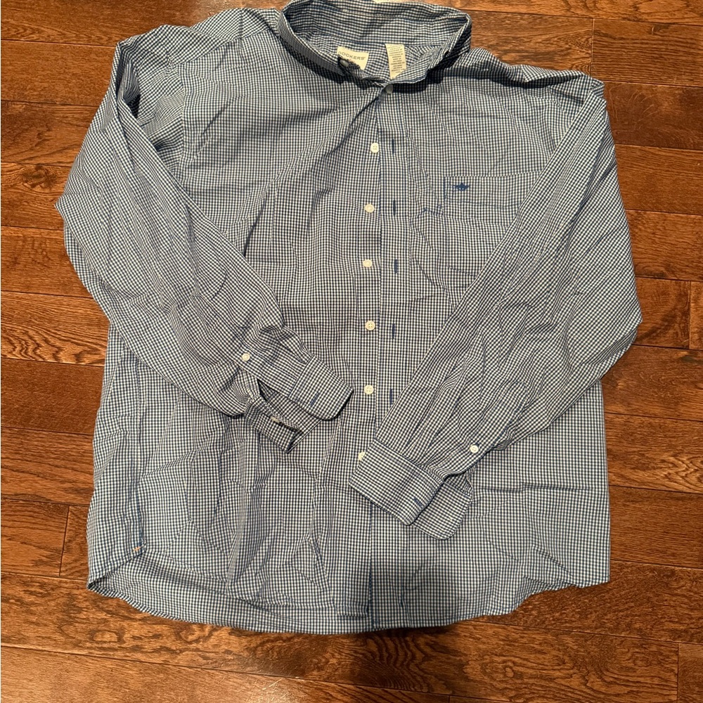 Dockers Men's Navy Checkered Button Down Shirt